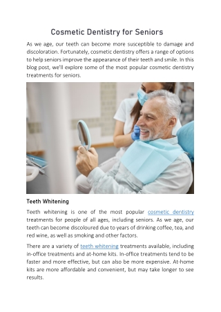 Cosmetic Dentistry for Seniors