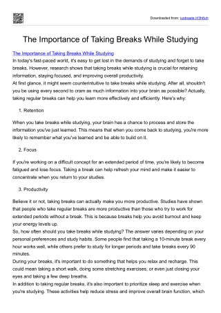 Importance of breaks while studying