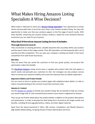 What Makes Hiring Amazon Listing Specialists A Wise Decision