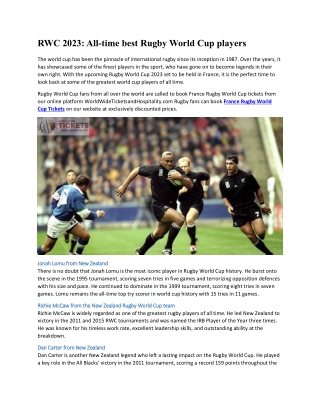 RWC 2023: All-time best Rugby World Cup players