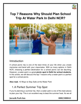 Top 7 Reasons Why Should Plan School Trip At Water Park In Delhi NCR