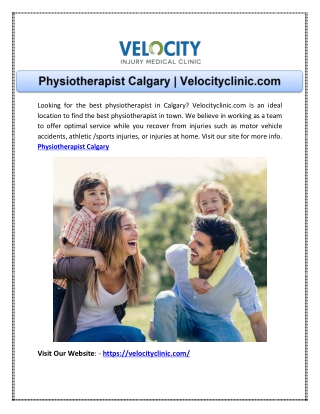 Physiotherapist Calgary | Velocityclinic.com