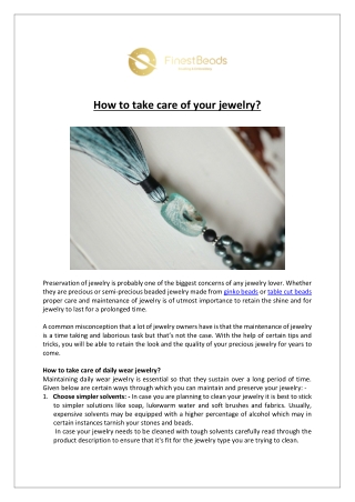 How to take care of your jewelry?