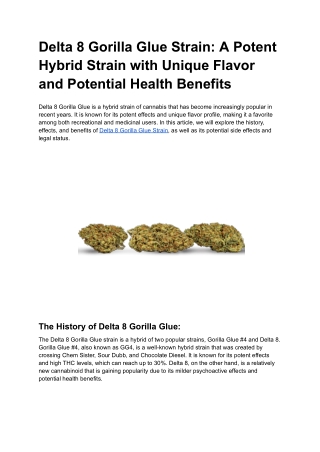 Delta 8 Gorilla Glue Strain_ A Potent Hybrid Strain with Unique Flavor and Potential Health Benefits