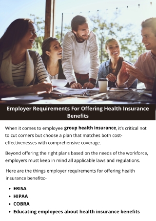 Employer Requirements For Offering Health Insurance Benefits