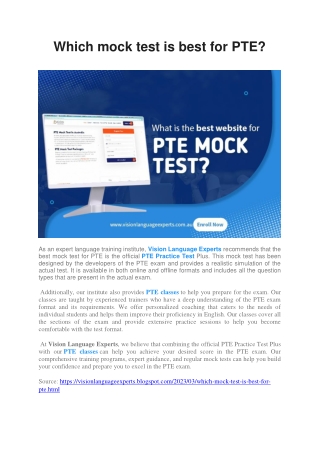 Which mock test is best for PTE?