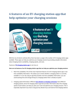 6 features of an EV charging station app that help optimize your charging sessions