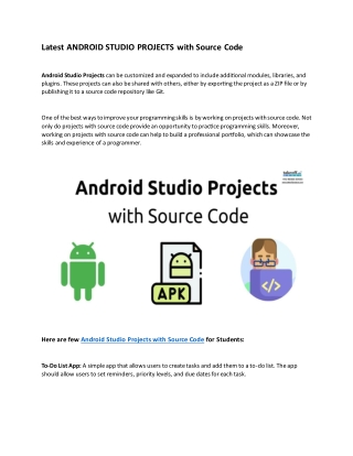 Latest ANDROID STUDIO PROJECTS with Source Code