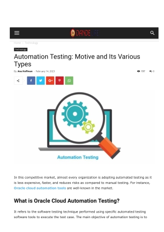 Automation Testing Motive and Its Various Types