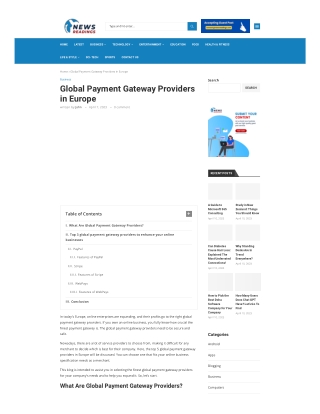 Global Payment Gateway Providers in Europe