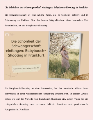 Die Schönheit der Schwangerschaft einfangen: Babybauch-Shooting in Frankfurt