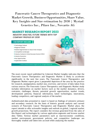 Pancreatic Cancer Therapeutics and Diagnostic  Market Growth