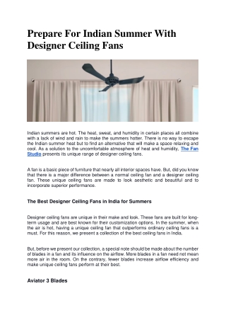 Prepare For Indian Summer With Designer Ceiling Fans