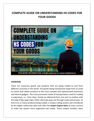 COMPLETE GUIDE ON UNDERSTANDING HS CODES FOR YOUR GOODS