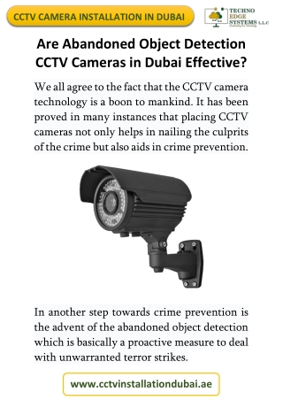 Are Abandoned Object Detection CCTV Cameras in Dubai Effective