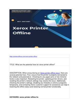 What are the potential fixes for xerox printer offline?