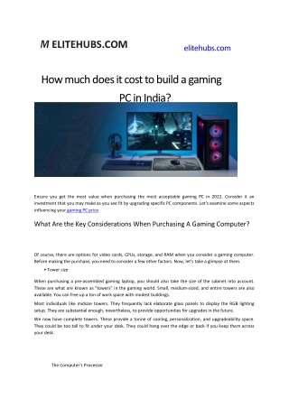 How much does it cost to build a gaming PC in India?