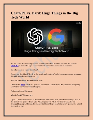 ChatGPT vs. Bard-Huge Things in the Big Tech World