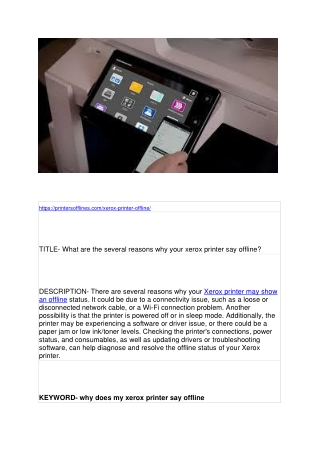 What are the several reasons why your xerox printer say offline?