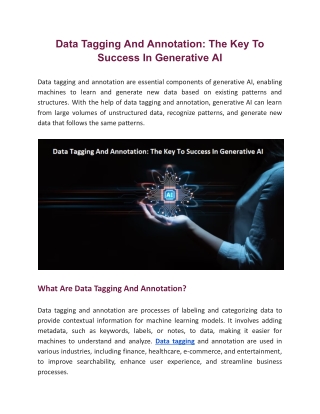 Data Tagging And Annotation - The Key To Success In Generative AI