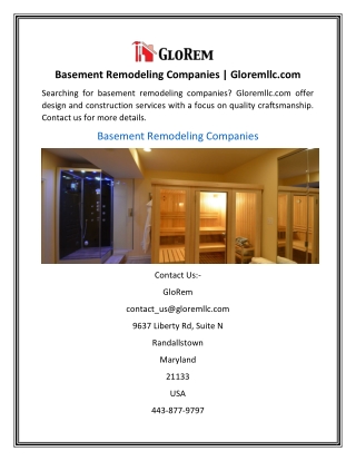 Basement Remodeling Companies  Gloremllc.com