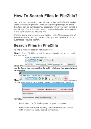 How To Search Files In FileZilla