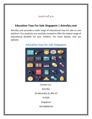 Education Toys For Sale Singapore Astrofys.com