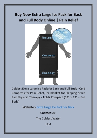 Buy Now Extra Large Ice Pack for Back and Full Body Online  Pain Relief