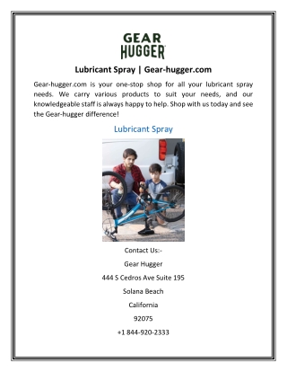 Lubricant Spray | Gear-hugger.com