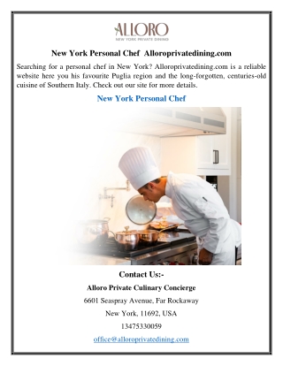 New York Personal Chef | Alloroprivatedining.com