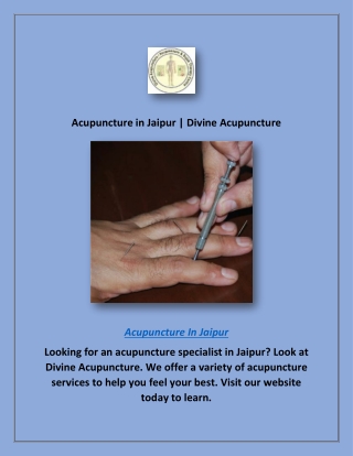 Acupuncture in Jaipur | Divine Acupuncture