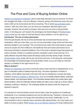 The Pros and Cons of Buying Ambien Online