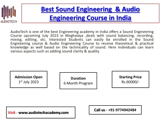 Sound Engineering & Audio Engineering Courses in India