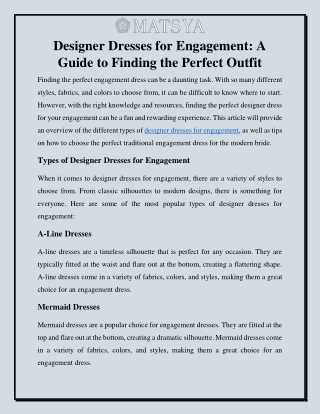 Designer Dresses for Engagement: A Guide to Finding the Perfect Outfit