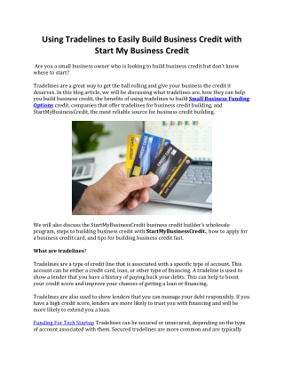 Using Tradelines to Easily Build Business Credit with Start My Business Credit