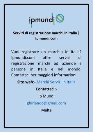 Servizi di registrazione marchi in Italia  Ipmundi