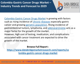 Colombia Gastric Cancer Drugs Market – Industry Trends and Forecast to 2029