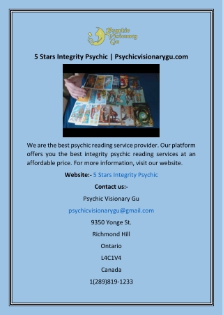 5 Stars Integrity Psychic  Psychicvisionarygu