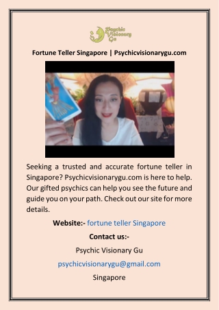 Fortune Teller Singapore  Psychicvisionarygu