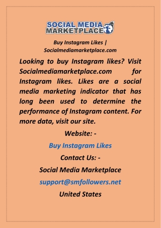 Buy Instagram Likes  Socialmediamarketplace