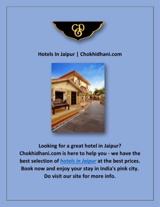 Hotels In Jaipur | Chokhidhani.com