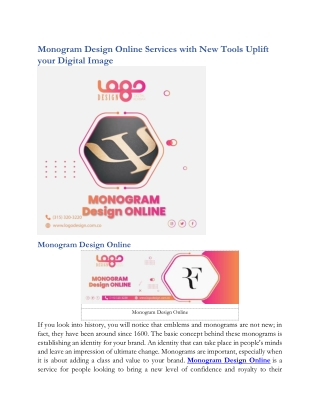 Monogram Design Online Services with New Tools Uplift your Digital Image