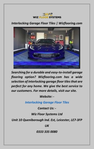 Interlocking Garage Floor Tiles  Wizflooring