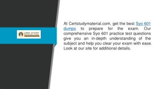 Syo 601 Dumps  Certstudymaterial.co