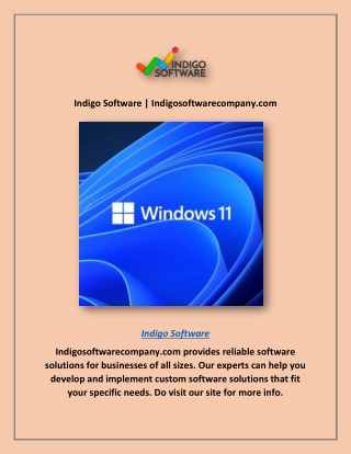 Indigo Software | Indigosoftwarecompany.com