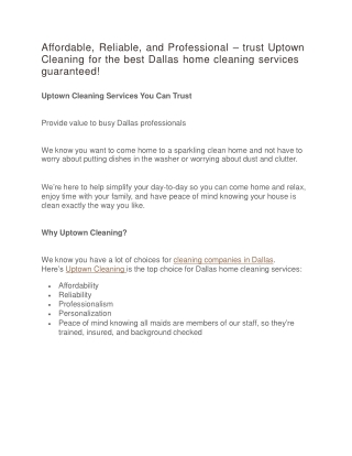 Dallas Home Cleaning