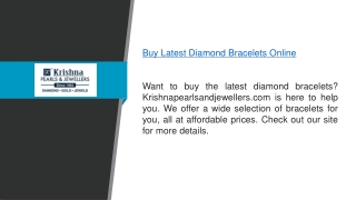 Buy Latest Diamond Bracelets Online  Krishnapearlsandjewellers.com
