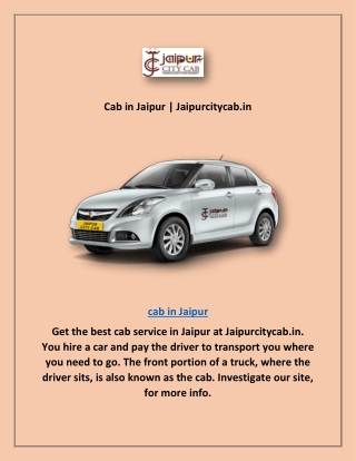 Cab in Jaipur | Jaipurcitycab.in