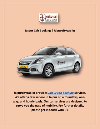 Jaipur Cab Booking | Jaipurcitycab.in