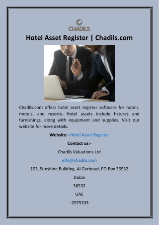 Hotel Asset Register  Chadils